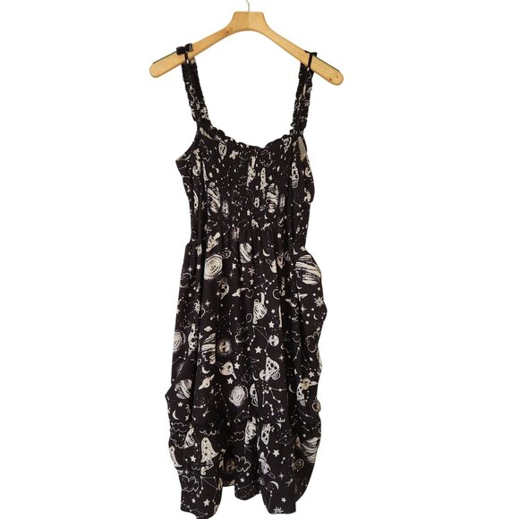 Scarlet Darkness Galaxy Print Dress Goth Steampunk Renaissance Festival Summer - Picture 2 of 13